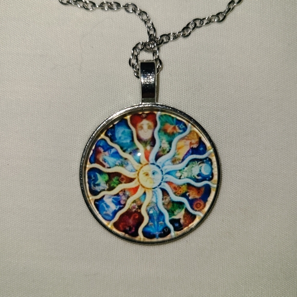 ZODIAC BOHEMIAN STYLE! PENDANT ON SILVER CHAIN! BRACELET ON SILVER CHAIN! EARRIN - Picture 2 of 5